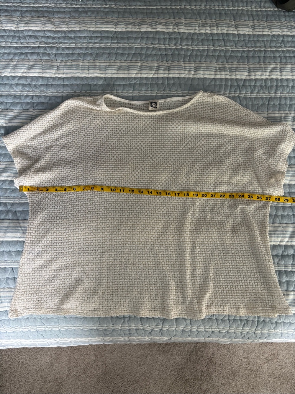 Anne Klein 2X Ivory Open Knit Sweater Top Plus Size Lightweight Boho Chic